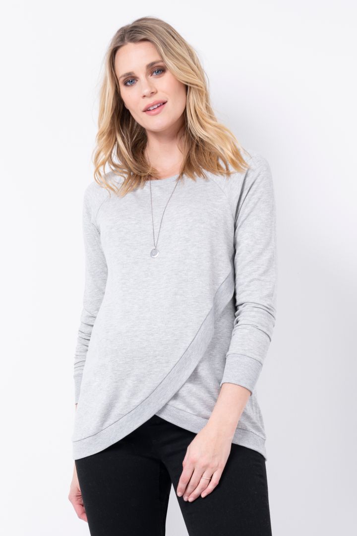 Crossover Nursing Sweater Grey Marl