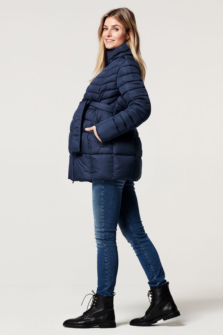 Umstands-Steppjacke mit Schwangerschafts-Einsatz blau