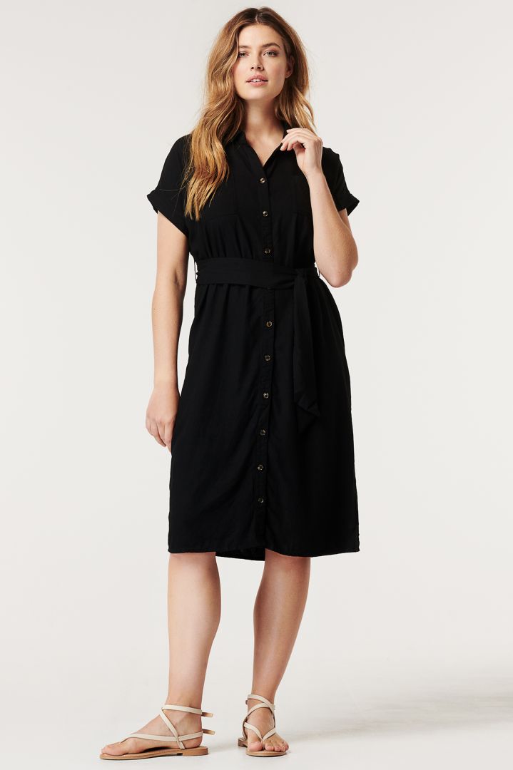 Jersey Umstands- und Still-Hemdblusenkleid schwarz