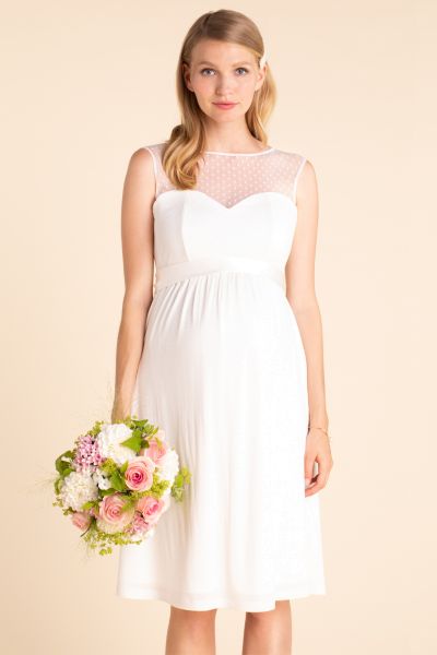 Umstandsbrautkleid mit Pünktchenspitze