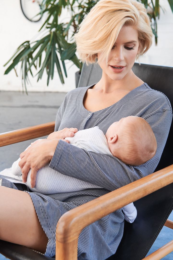 Maternity and nursing nightdress with button strip