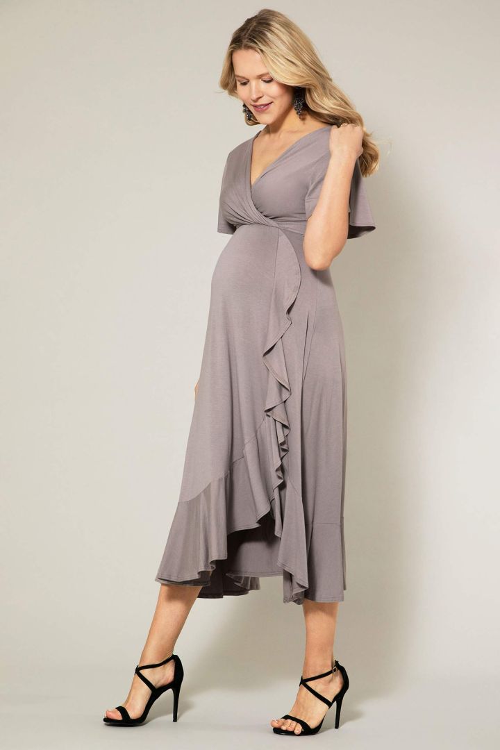 Wasserfall Midi Umstands- und Stillkleid taupe