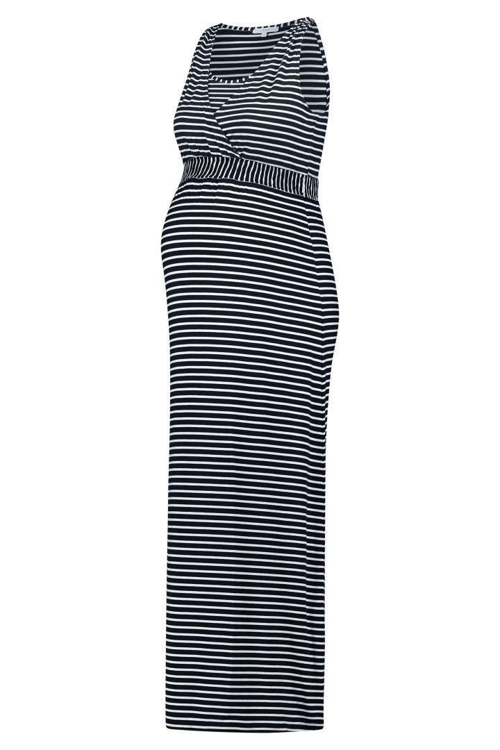 Long Maternity and Nursing Dress Stripes