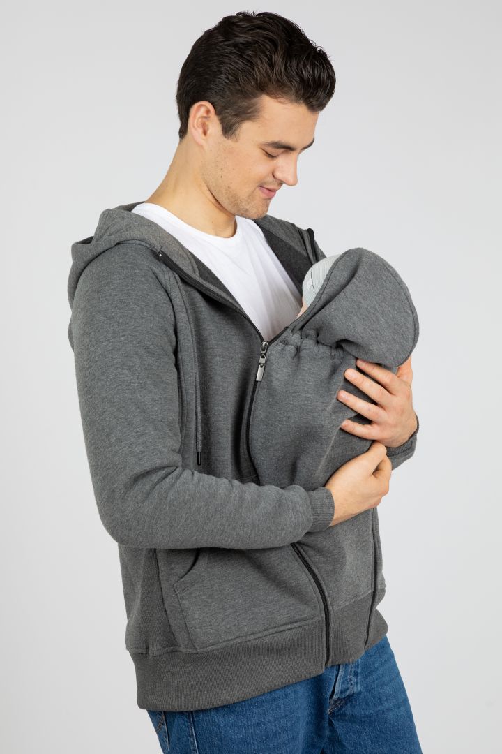 Papa Hoodie und Tragejacke grau