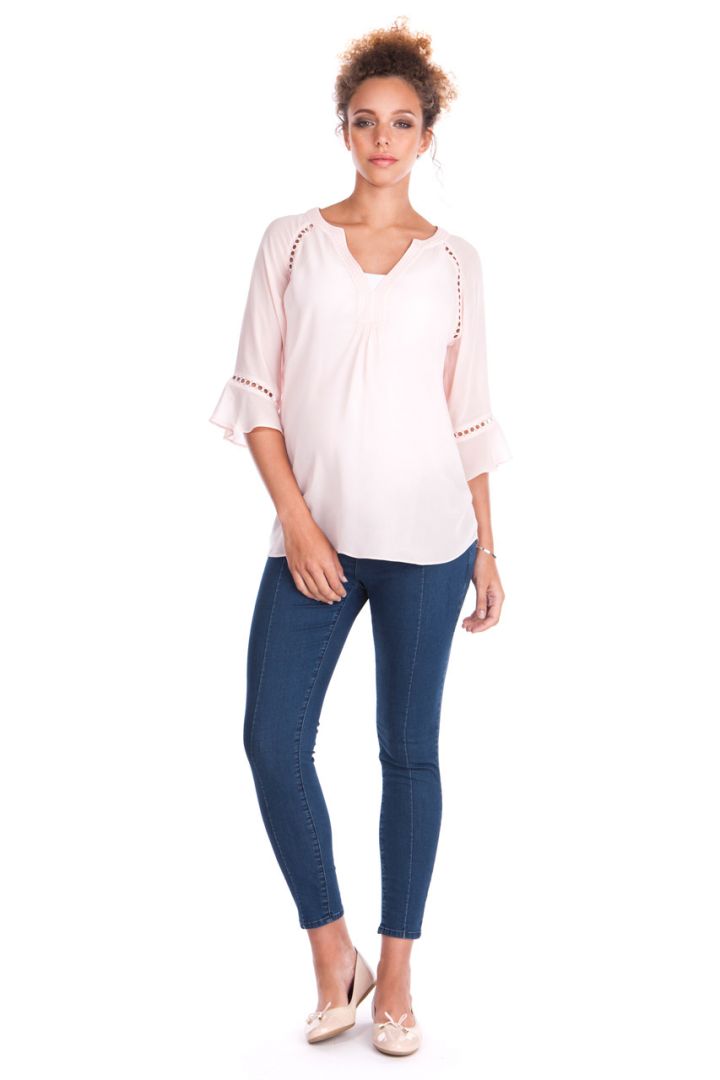 Lace Insert Maternity Blouse