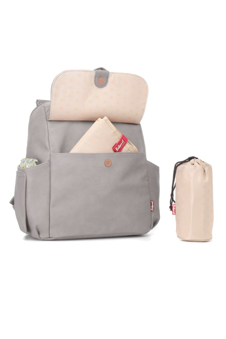 Wickelrucksack aus veganem Kunstleder grau