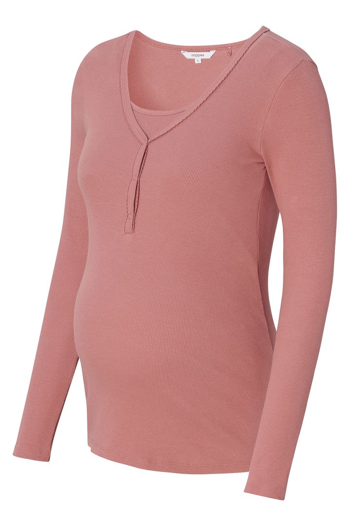 Organic Ripp Umstands- und Stillshirt langarm light terracotta