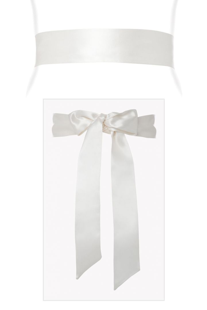 Long Ivory Silk Satin Sash