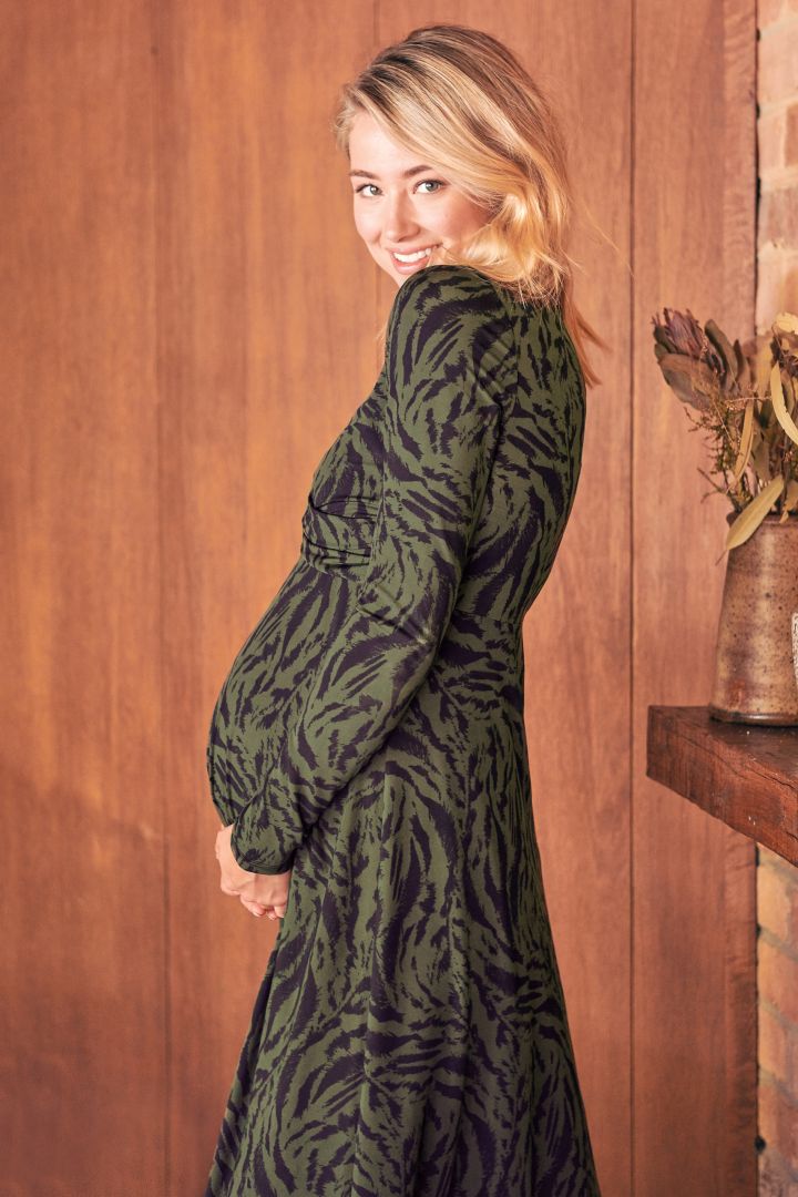 Maternity and Nursing Dress with Animal Print