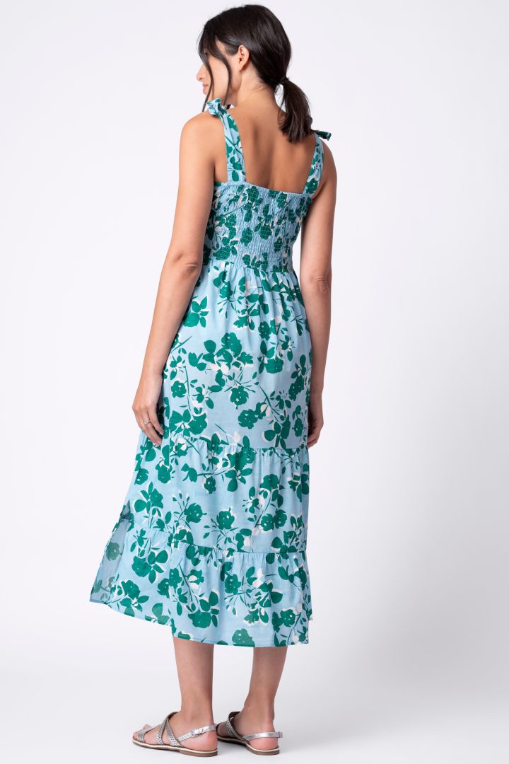 Midi Maternity Strappy Dress with Floral Print
