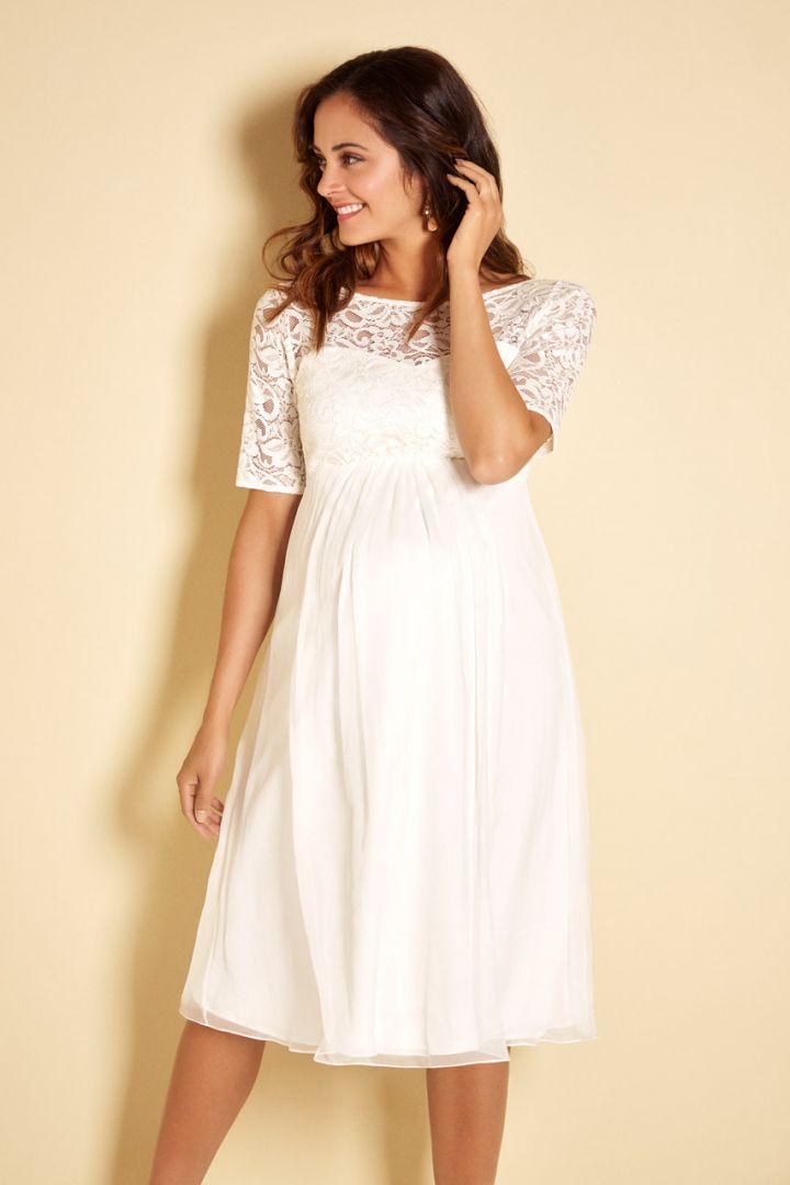 Umstandsbrautkleid mit Seidenrock elfenbein