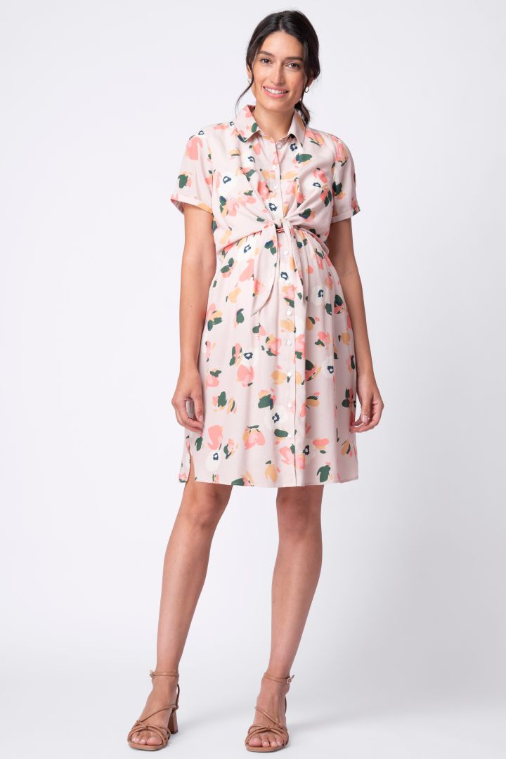 Umstands- und Still-Hemdblusenkleid mit Print