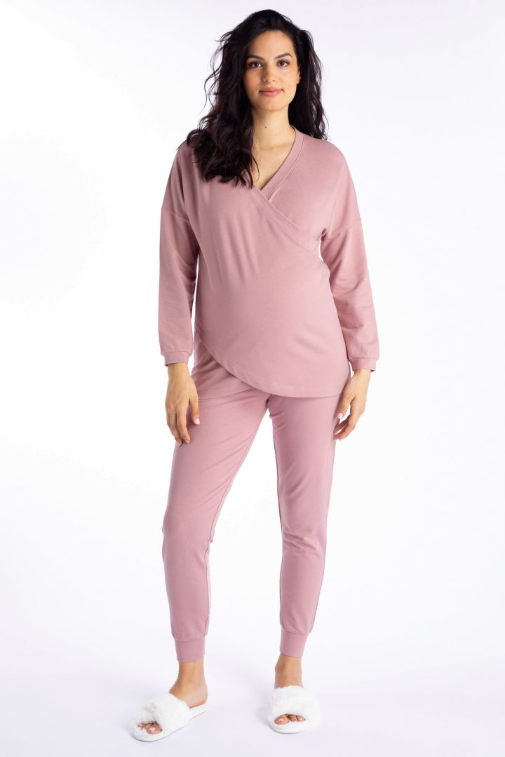 Organic Lounge and Pyjama Maternity Shirt pink