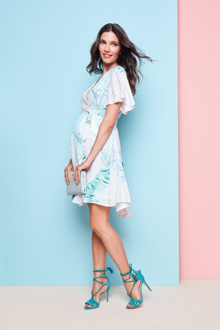 Umstandswickelkleid mit Palmen Print