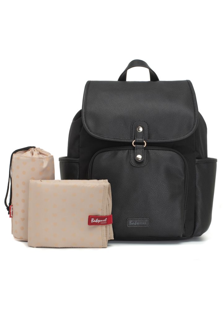 Wickelrucksack aus veganem Kunstleder schwarz