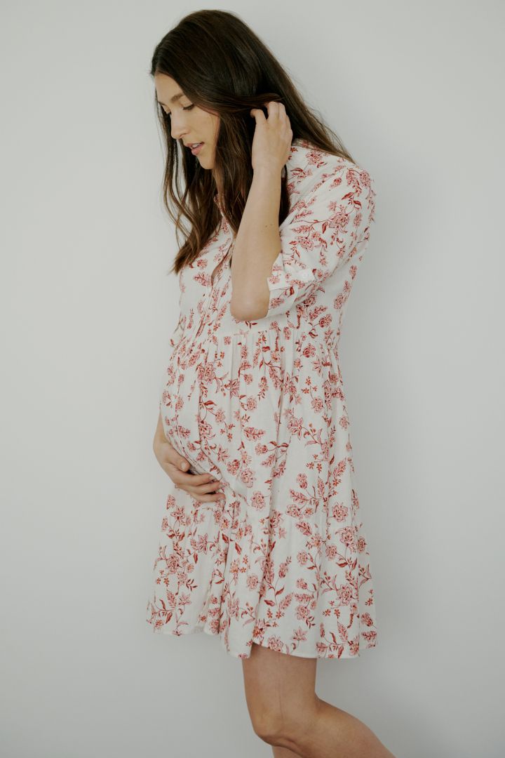Maternity and Nursing Dress with Floral Print