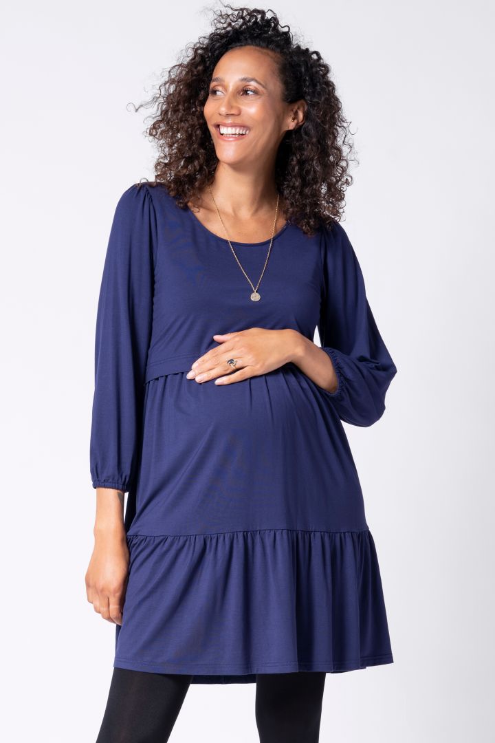 Volant Umstands- und Stillkleid navy