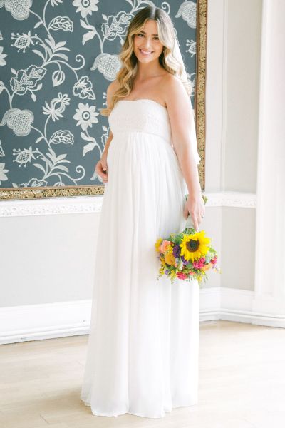 Bandeau Umstandsbrautrobe weiß