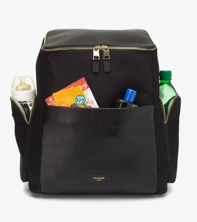 Storksak Wickelrucksack mit Leder und Hardware gold