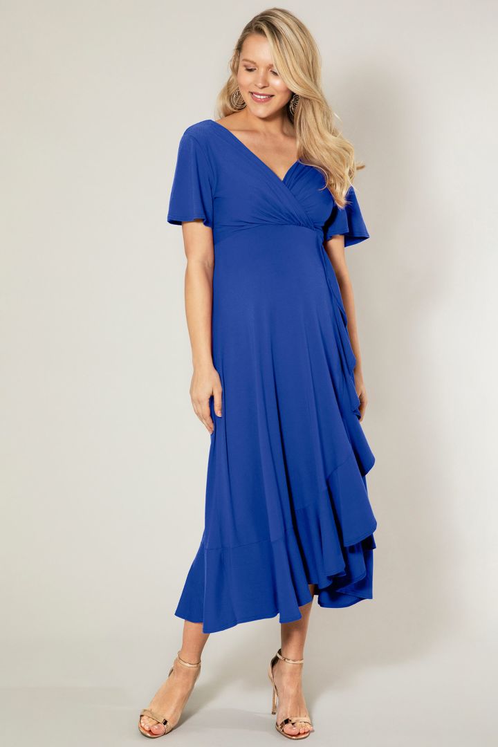 Wasserfall Midi Umstands- und Stillkleid royal blau
