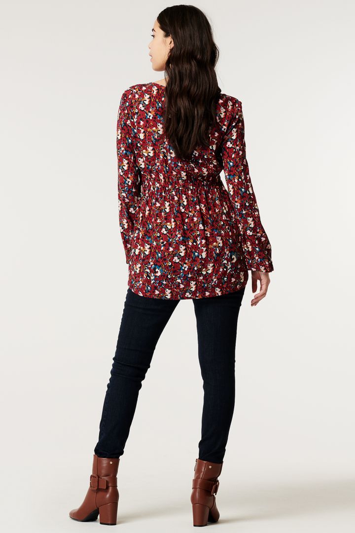 Maternity and Nursing Blouse with Flower Print