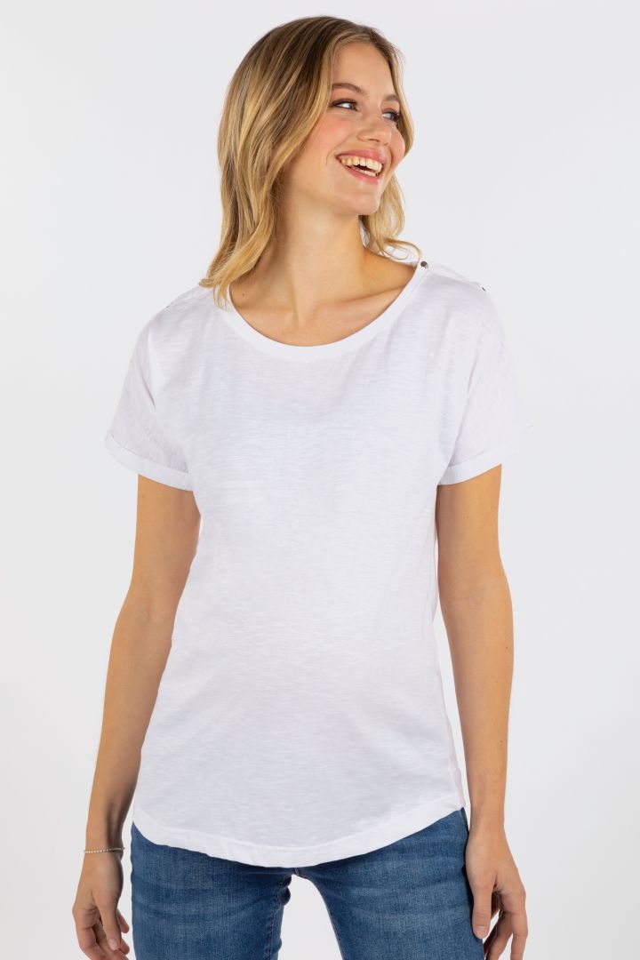 Organic Relaxed Umstandsshirt mit Stillöffnung weiß