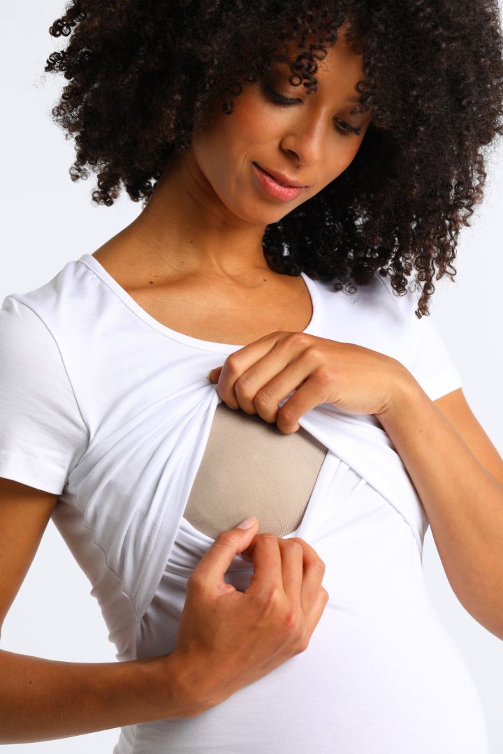 Umstands- und Stillshirt aus Bio-Baumwolle kurzarm weiß