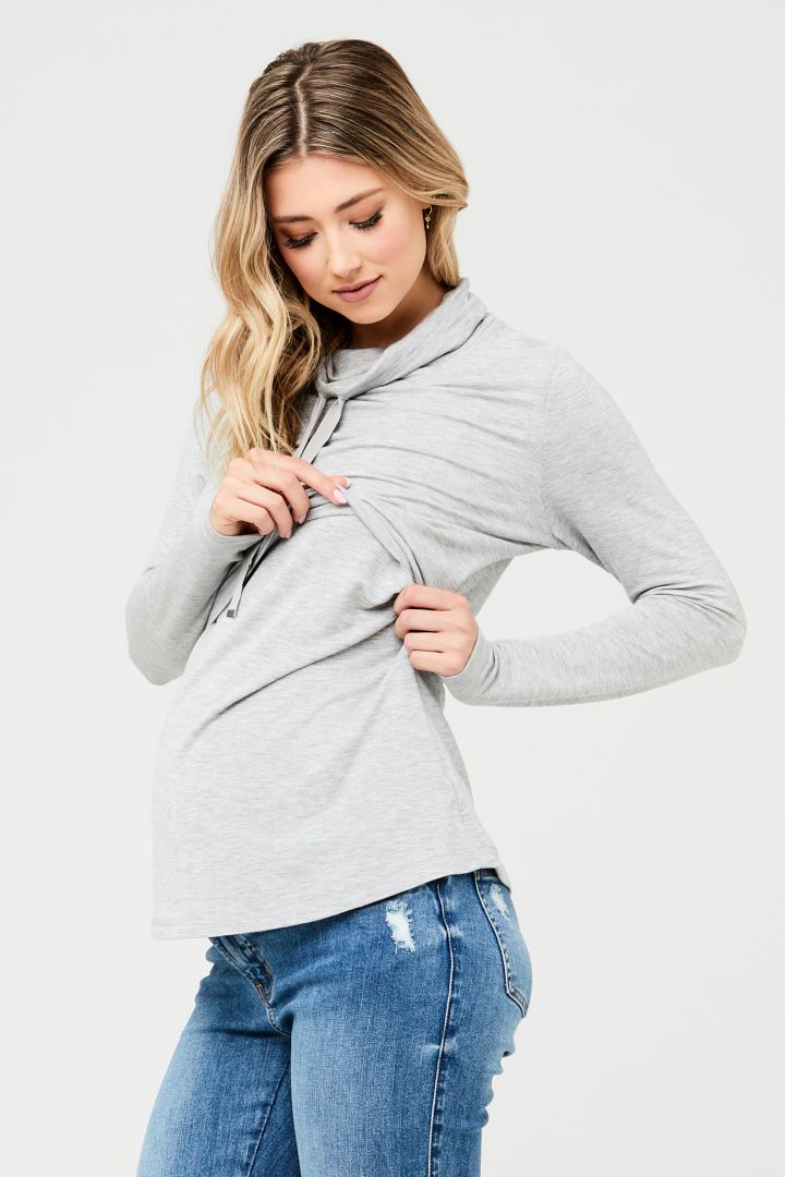Cowl Neck Umstands- und Stillshirt hellgrau