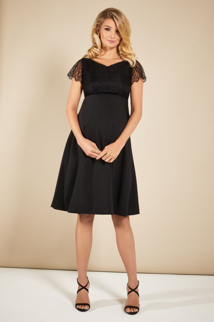 Maternity dress with lace top, black