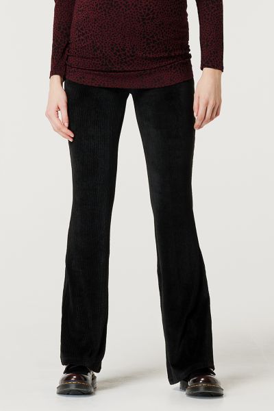 Flared Velvet Maternity Trousers black