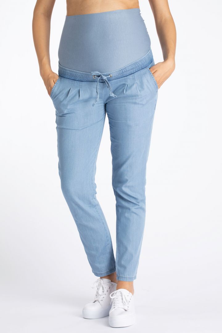 Organic Chambray Umstandshose in Denim-Optik