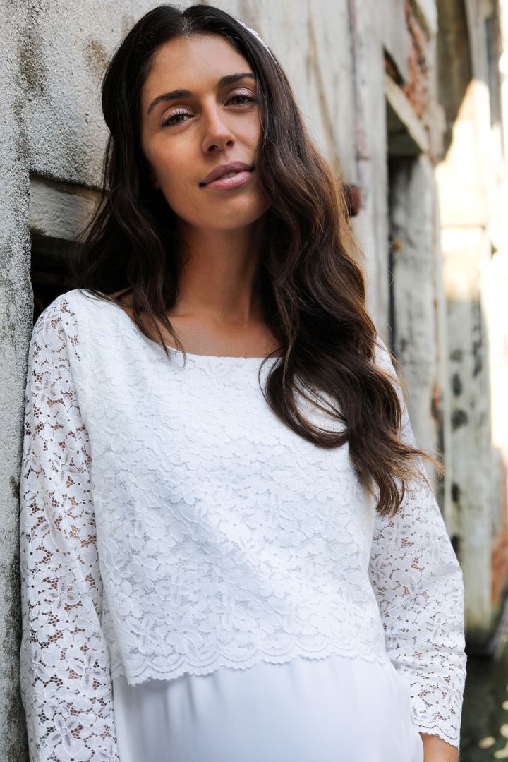 Umstands- und Stillbrautkleid mit 3/4 Ärmeln elfenbein