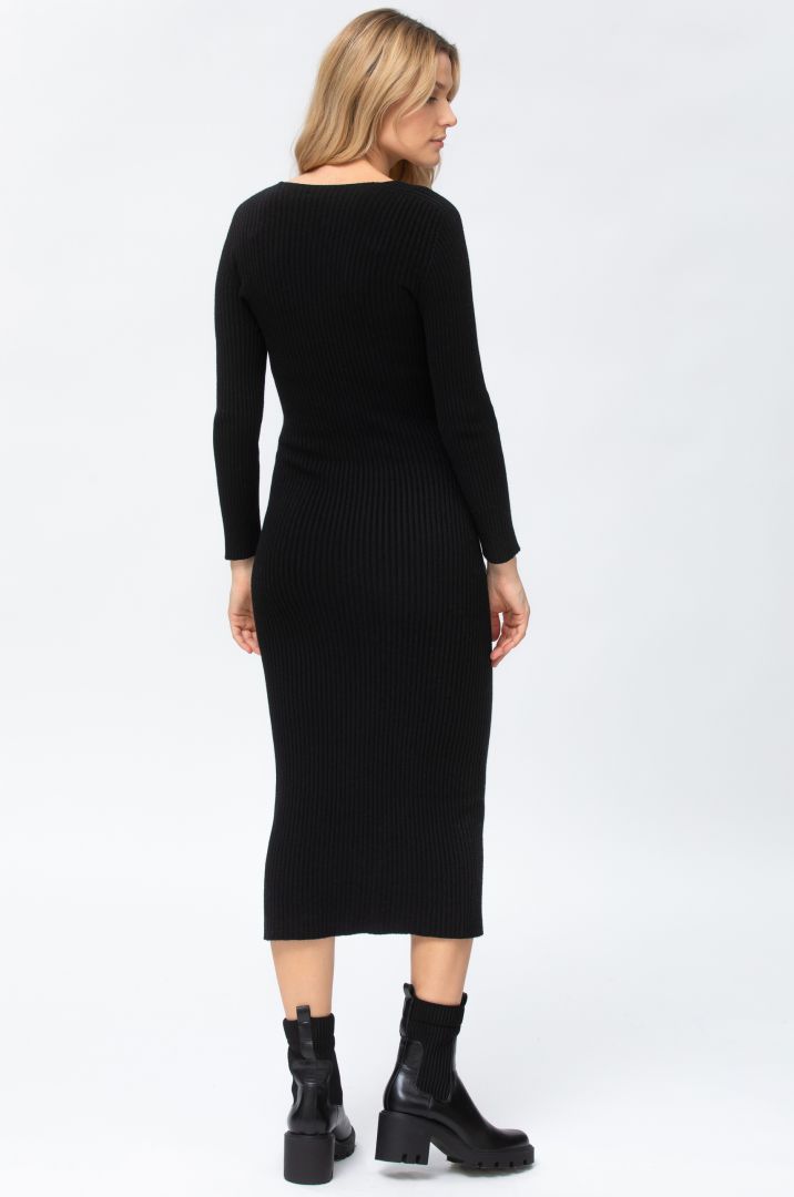 Rippstrick Umstandskleid mit Knöpfen schwarz