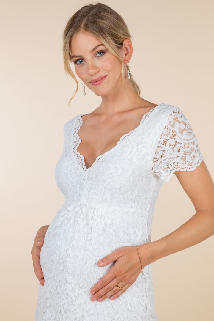 V-Neck Umstandsbrautkleid mit Rückenausschnitt