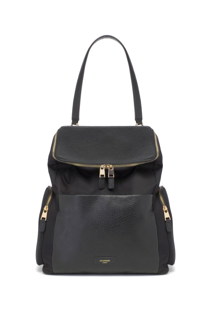 Storksak Wickelrucksack mit Leder und Hardware gold