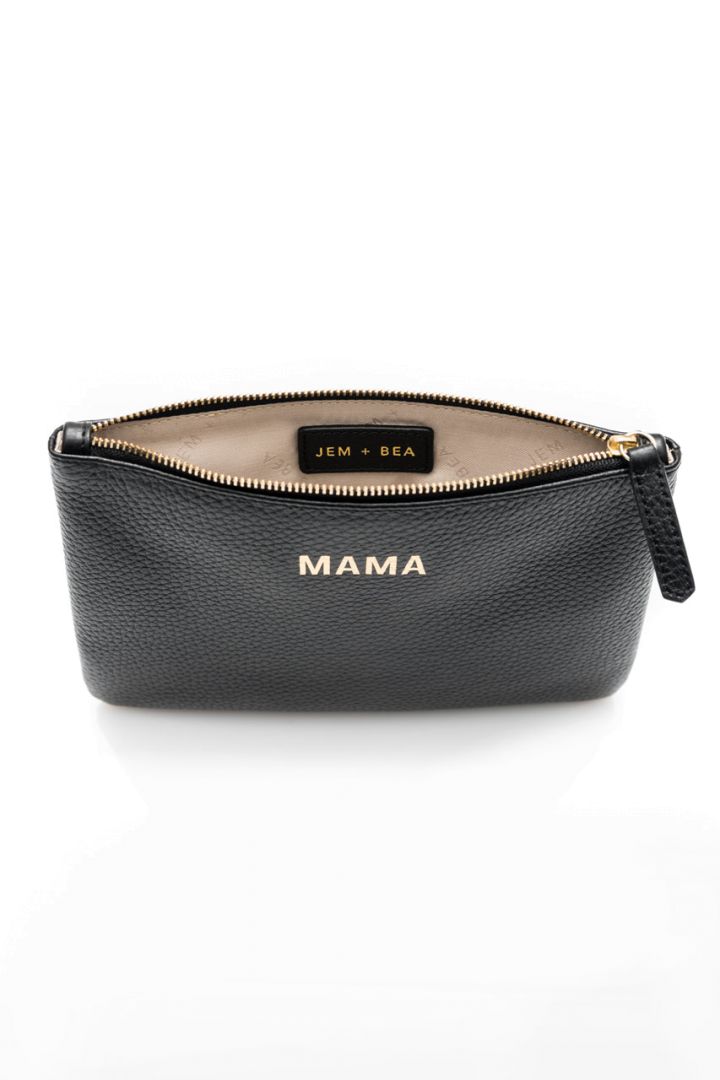 Mama Wickelclutch aus Leder schwarz