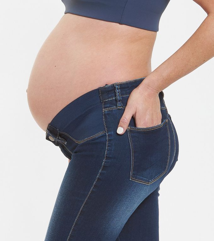 Skinny Umstandsjeans mit elastischen Eins&auml;tzen