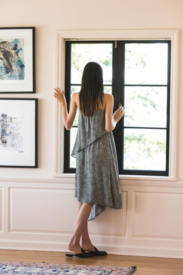 Maternity Dress with Asymmetrical Nursing Layer Animal Print