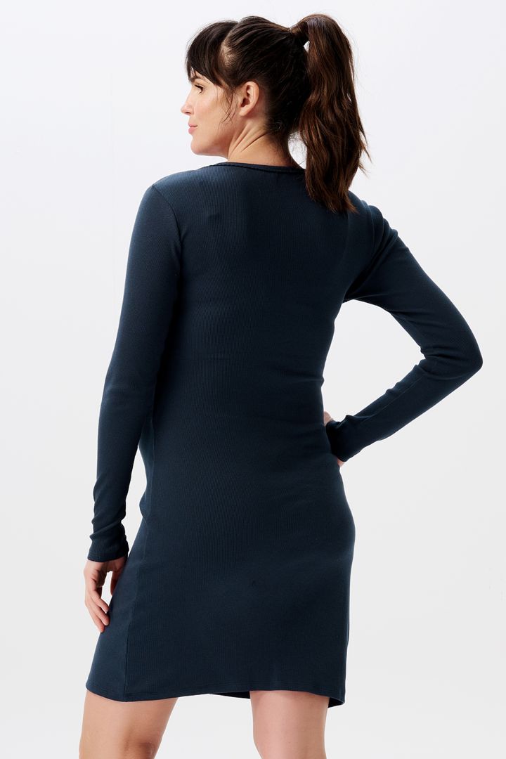 Organic Ripp Umstands- und Stillnachthemd navy