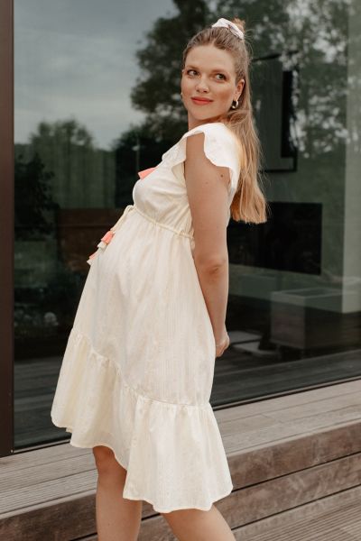 Umstands- und Stillkleid mit Quastengürtel vanilla