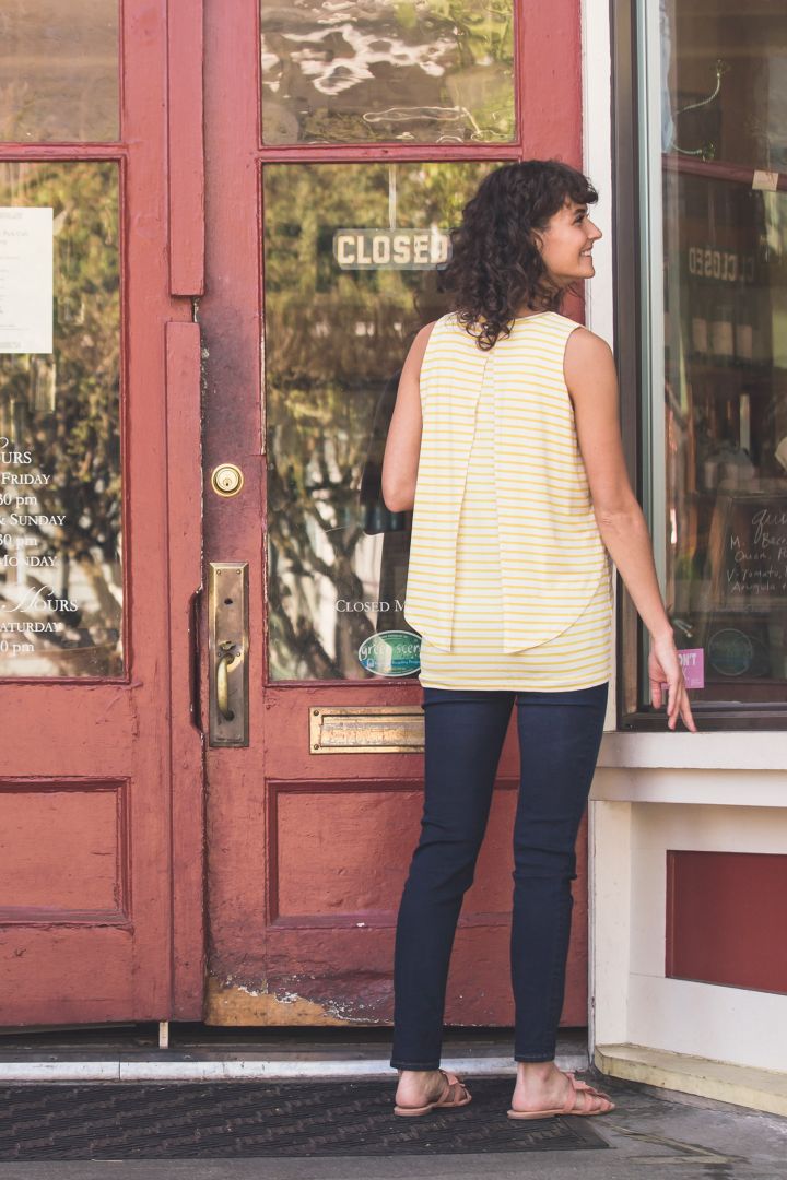 Layered Maternity and Nursing Top Stripes white/yellow