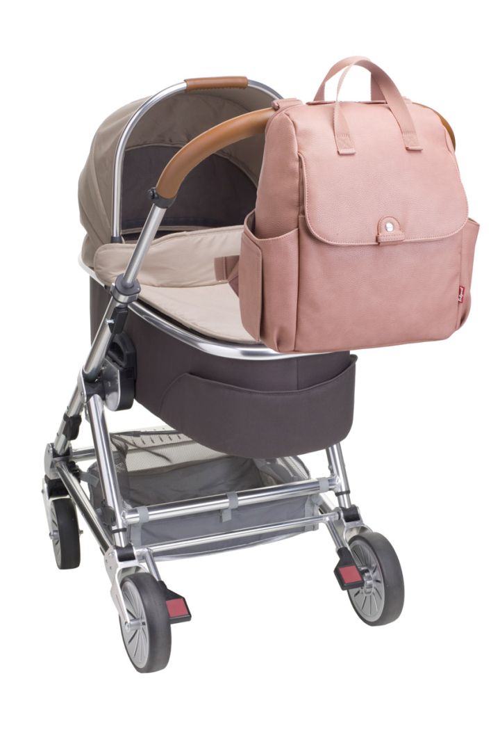 Wickelrucksack aus veganem Kunstleder rosa