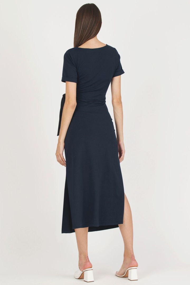 Maternity Dress with Knot Detail blue