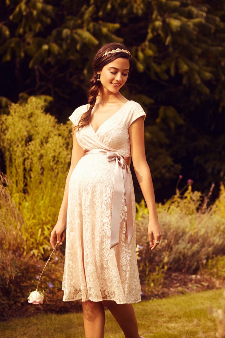 A-Line Umstands-Spitzenkleid