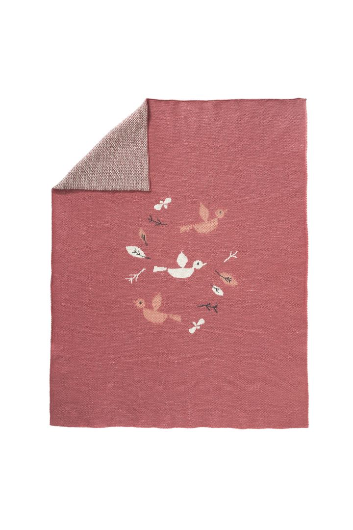 Organic Knitted Baby Blanket Birds