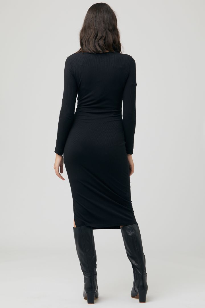 Ribbed Maternity Dress with Knot Detail