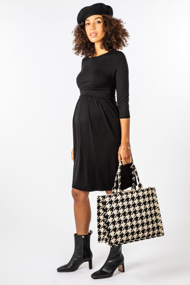 Ecovero Rundhals Umstands- und Stillkleid schwarz