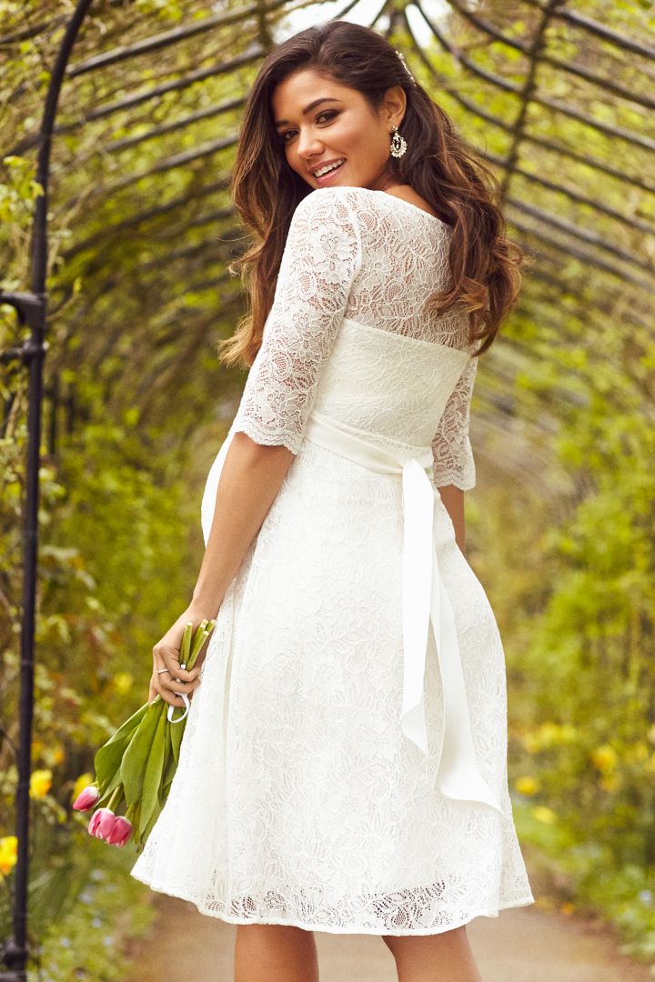 A-Line Umstandsbrautkleid mit 3/4 Ärmeln