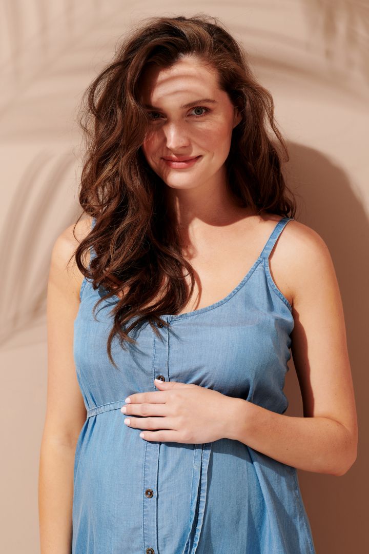 Tencel Maternity and Nursing Dress Medium Wash