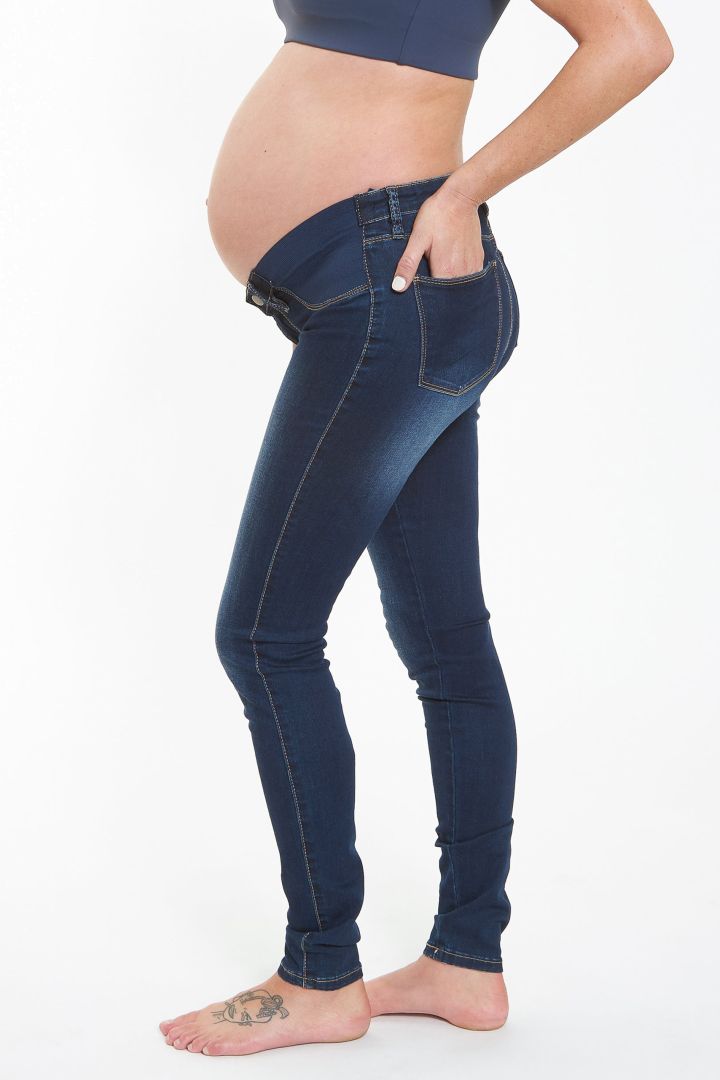 Skinny Umstandsjeans mit elastischen Einsätzen